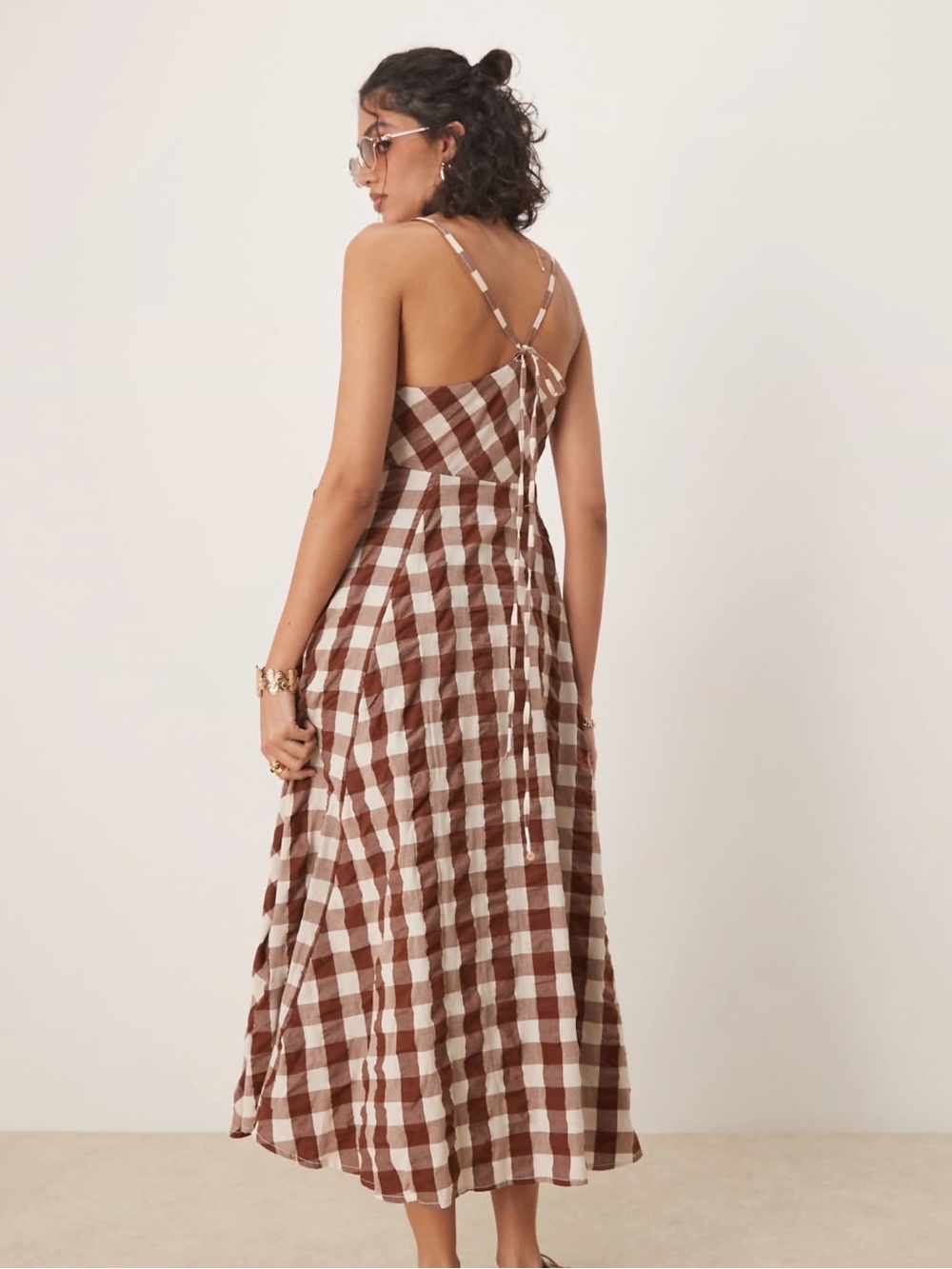 Free people Via Gingham Tie-Front Midi Dress - Picture 2 of 10